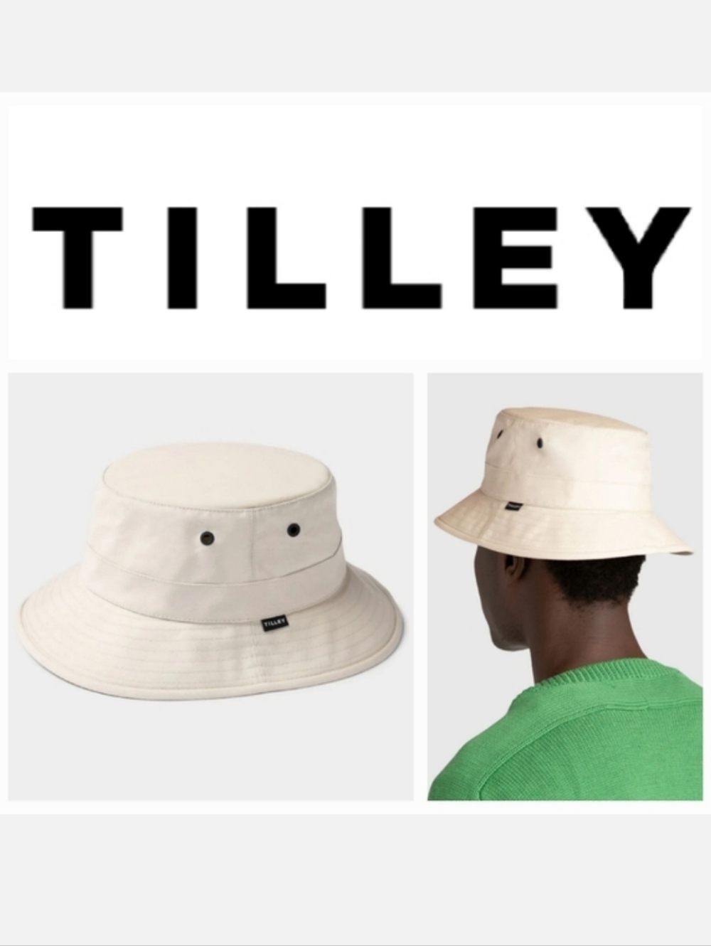 TILLY T1 Waxed Cotton Bucket Hat Hidden Storage Pocket Beige Canvas Sz L NWOT